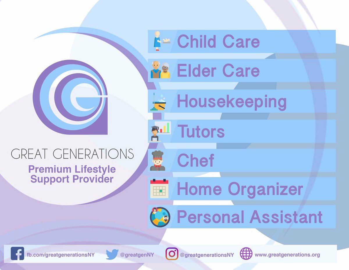 GreatGenNY's tweet photo. Need help at home? We have the home care service for your whether it  be elderly care, tutors or personal chefs! Contact us via 1-844-546-7222 or visit our website https://t.co/eAa1dwWZXk. #homecareservice https://t.co/fnYIpnVrTF
