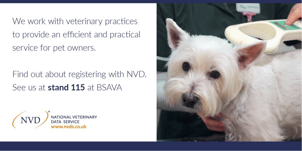NVDonline's tweet photo. Find out how to become an NVD authorised practice. National Veterinary Data Service. See us at stand 115 at #BSAVA18 

https://t.co/avLjSrwH8r https://t.co/j68xFiUN0p