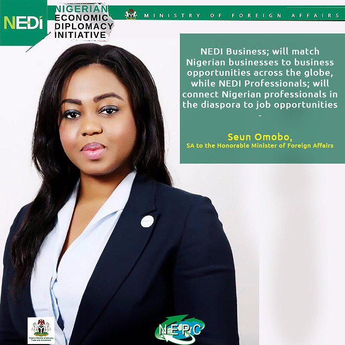 EconDiplomacyNG's tweet photo. NEDI Business; will match Nigerian businesses to global opportunities, while NEDI Professionals; will connect Nigerian professionals in the diaspora to job opportunities - @SeunOmobo, S.A to the Honorable Minister of Foreign Affairs, @GeoffreyOnyeama https://t.co/s6BewR6ZCX