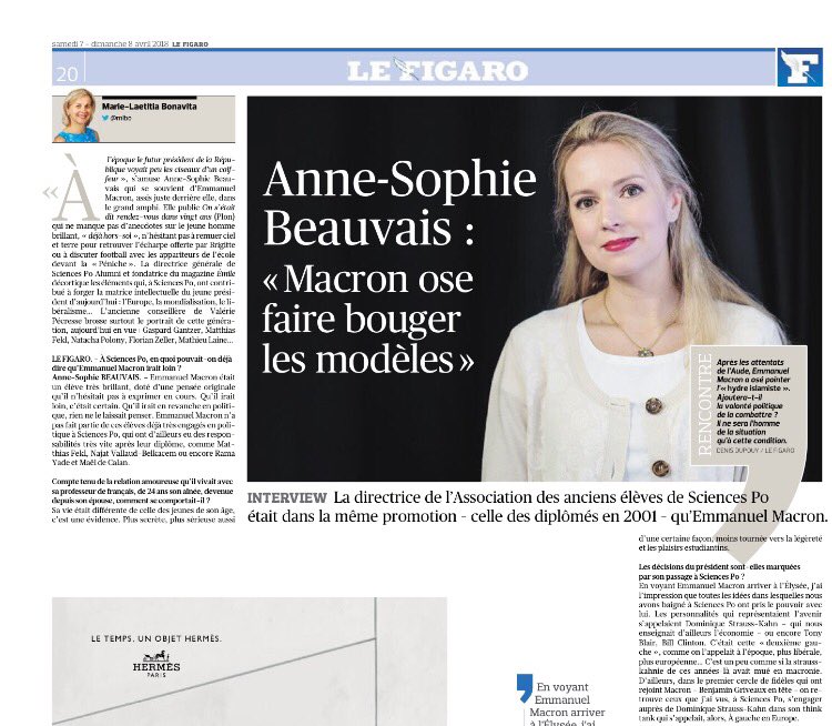 Asbeauvais's tweet photo. Le Figaro, aujourd'hui : une interview, en dernière page, pour mieux comprendre les thèses du livre "On s'était dit rendez-vous dans vingt ans", et cette génération de quadragénaires qui est arrivée au pouvoir avec @EmmanuelMacron 
@ScPoAlumni #generationmacron #40ans https://t.co/zuTmJOI6ry