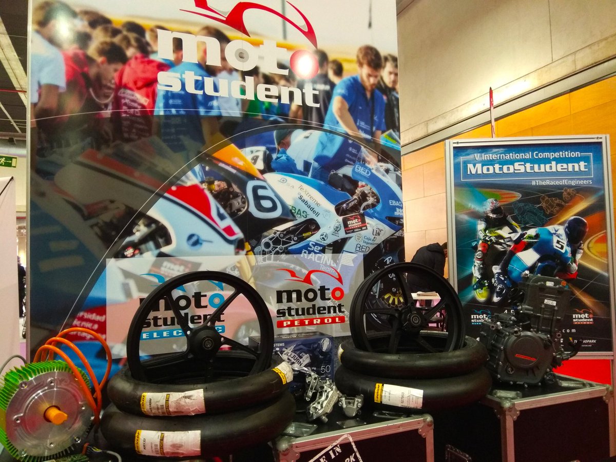 MotoStudent's tweet photo. The #MotoStudent kit is exposed in our stand, visit us in @vivelamoto - @feriademadrid to know more about the Competition! https://t.co/VJdY0V89zU