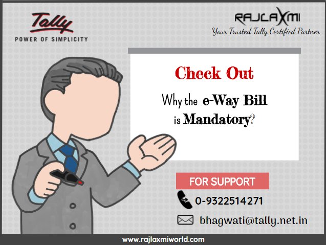 Why The E-Way Bill Is Now Mandatory?    lnk.al/6nOK

#rajlaxmisolutions #rajlaxmiworld #tally #tallysolutions #tallypartner #tallysupport #WorkWithTally #PartnerandgrowwithTally #certifiedtallypartner #april2018 #GST #ewaybill #software #tax  #vodafonepartner