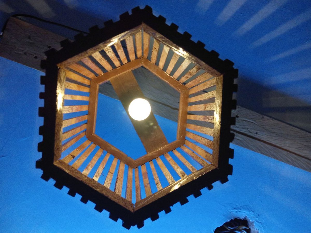 Abstractart16's tweet image. Hexagon wooden pendant  light