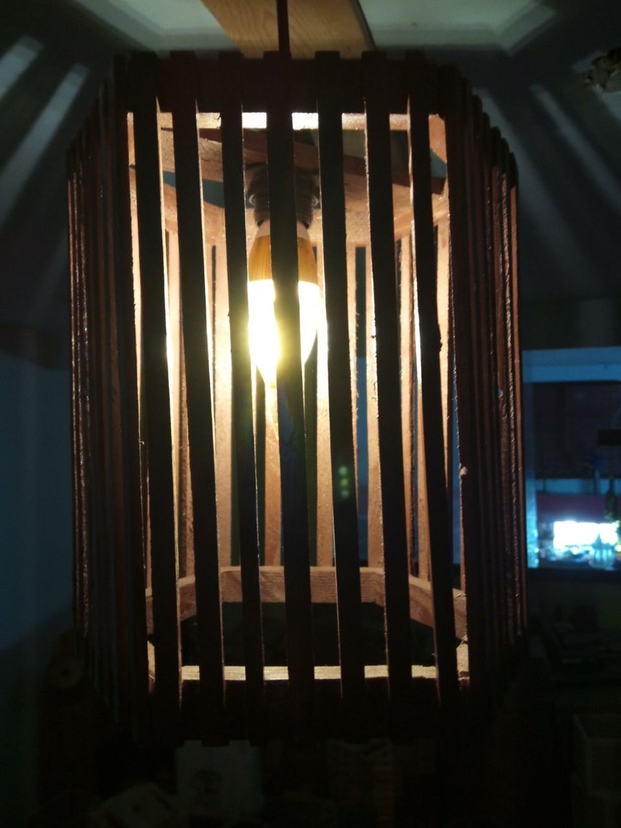Abstractart16's tweet image. Hexagon wooden pendant  light