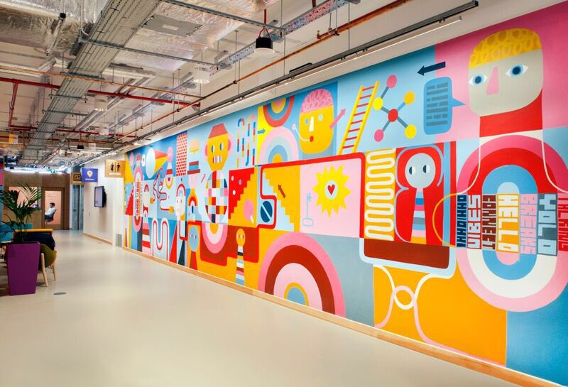 Dodeshillinglaw's tweet image. Last year I painted some walls for the @fbairprogram (facebook artist in residence program) at their new head office in London. Photos by @joannadudderidge #davidshillinglaw #fbair #fbairprogram