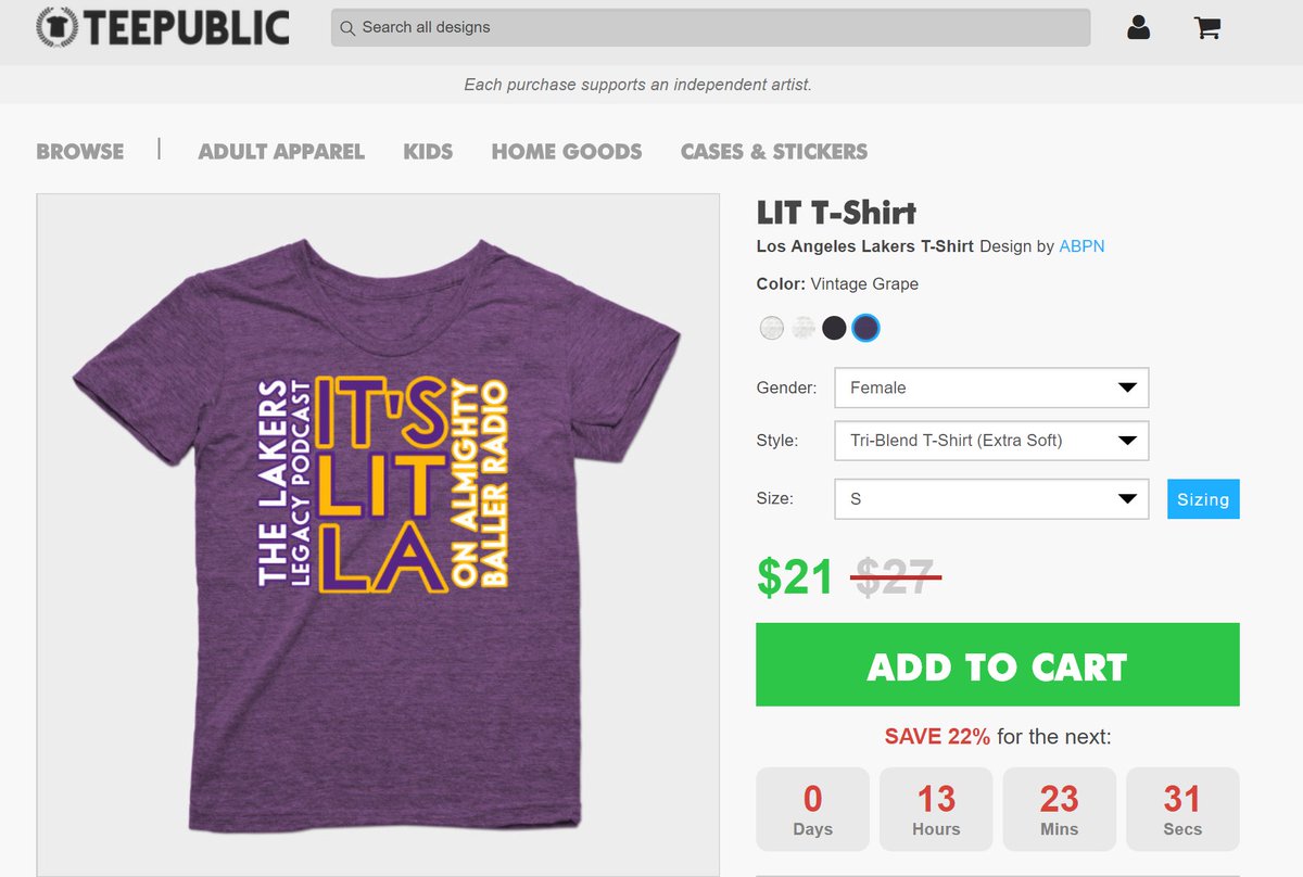 LakersLegacyPod's tweet photo. Lastly, since I'm already on a roll pumping up some promo stuff, if you'd like to nab a Lakers Legacy Podcast #ItsLITLA shirt, you can do so at the link below (just click 'Tri-Blend' under Style and select your gender, color, & size!
https://t.co/6xhbXnFUYz
Thanks everyone! https://t.co/w2RVLs6uMW