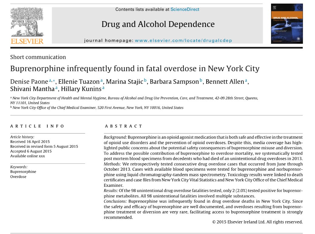 One last thing: from safety perspective, we know that bupe carries very low of OD due to partial agonism. In fact, I have heard of patients strategically reversing impending OD using bupe (and precipitating withdrawal). The risks aren’t zero, but they’re low & benefits high.