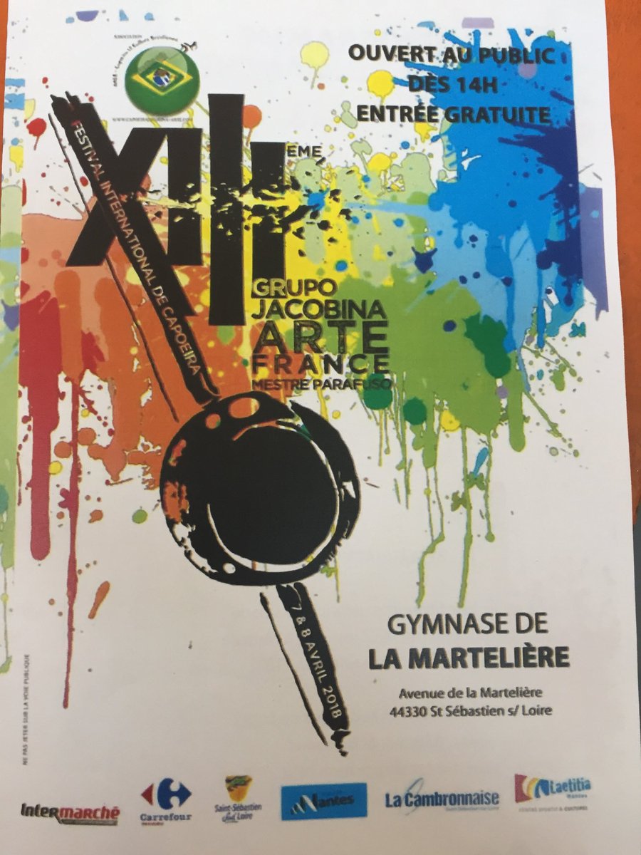 PatJean44's tweet photo. Festival samedi et dimanche de @CapoeiraSmg salle de la Martelliere organisé par #LaCambronnaise @stsebsurloire. Beaucoup de monde comme d’habitude pour admirer les démonstrations et passage des cordes https://t.co/L5kxuDVyzG