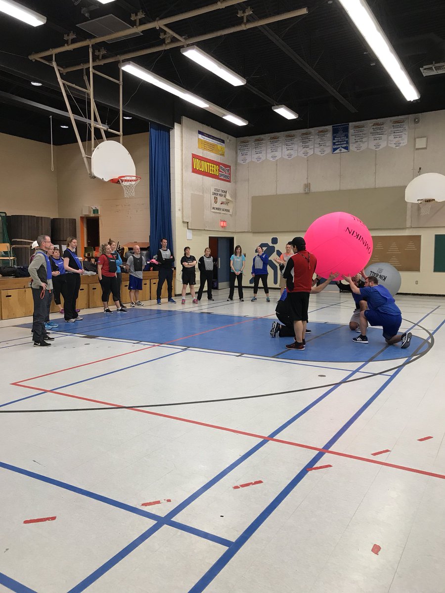 <a href="/KinBallCanada/">Kin-Ball Canada</a> instructor Marc-Andre showing <a href="/HRSB_Official/">Halifax Regional School Board</a> Phys Ed teachers the essentials of Kinball.    Yes....on a Saturday.... #SeeWhatImLearning