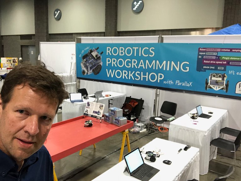 ParallaxInc's tweet image. Time for #SciFest! Visit @ParallaxKen and program an ActivityBot 360 with BlocklyProp at #USASEF this weekend. You CAN code! Look for us in the Robot Pavilion. @USAScienceFest