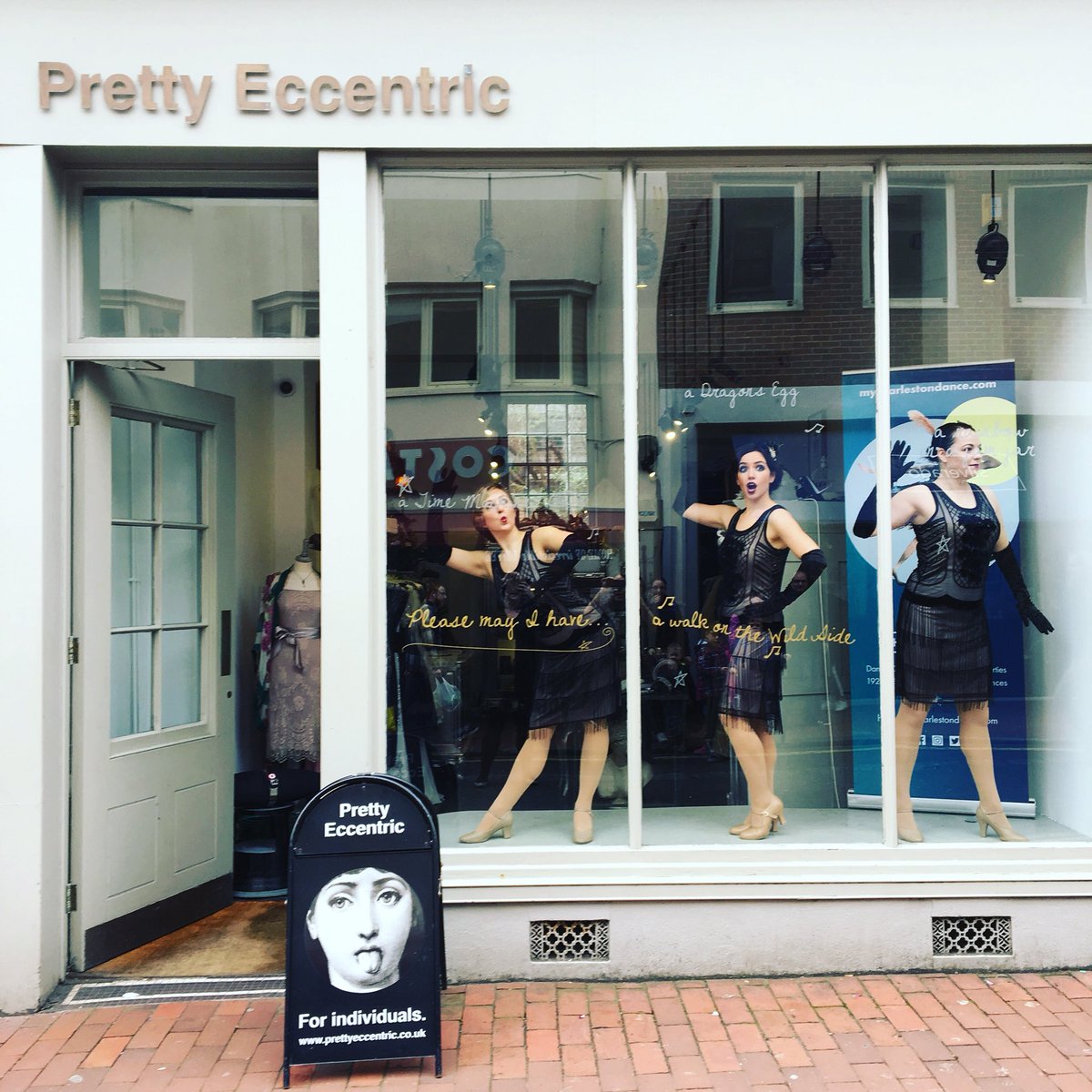 This morning our troupe <a href="/savoykicks/">Savoy Kicks</a> brought the <a href="/prettyeccentric/">Pretty Eccentric</a> window to life! #takeover #windowdisplay #window #brighton #shopping #flappers #flapperdress #flapper #dancers #dance #mycharleston #charleston #charlestondancing #1920s #1920sfashion #prettyeccentric