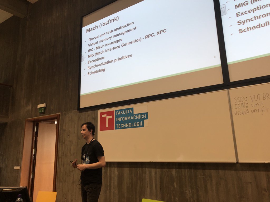 SecSessionCZ's tweet photo. @73696e65 - macOS kernel exploitation 💪 #secsessioncz https://t.co/5YdoZDv85X