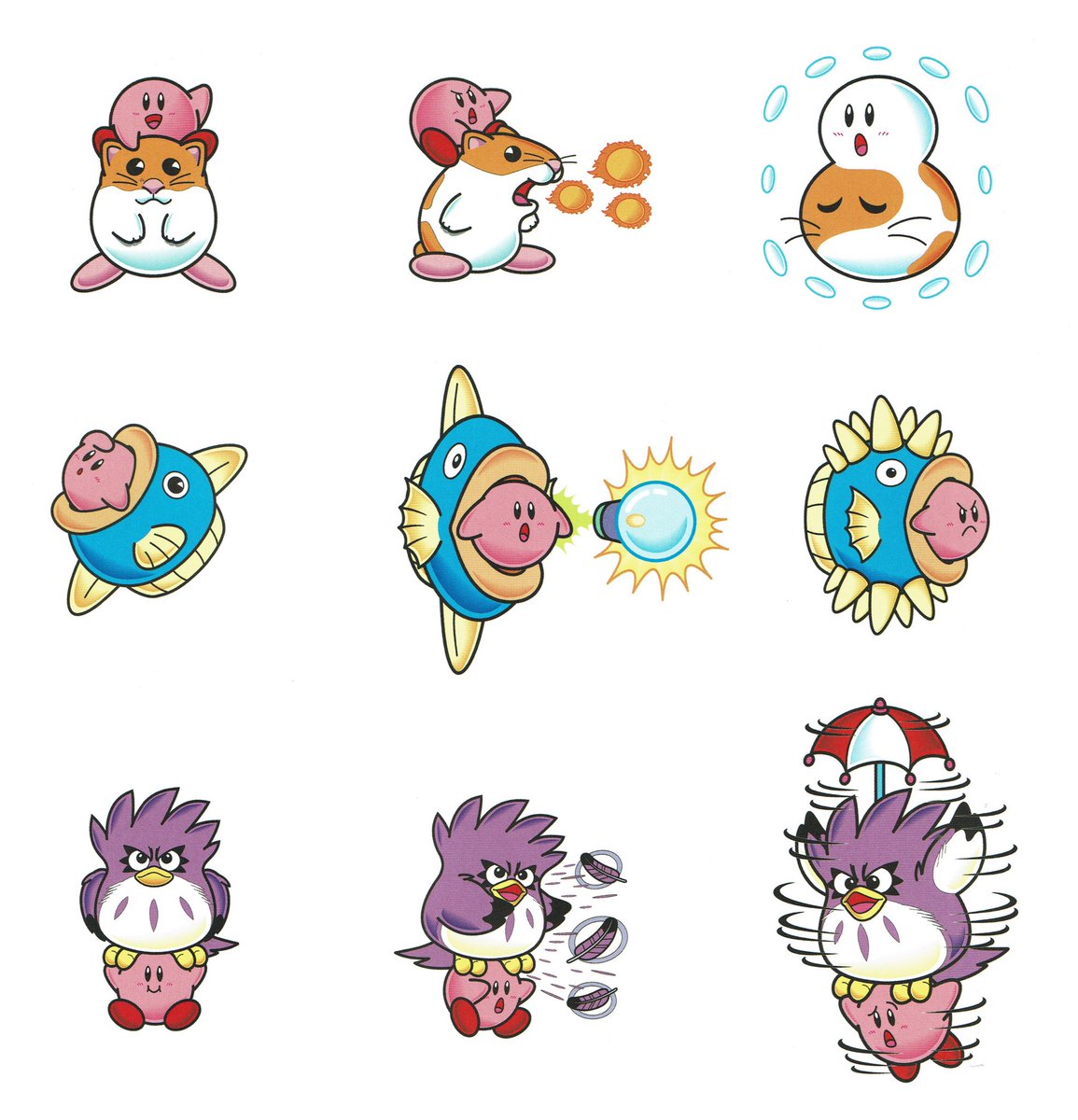 Kirby's Dream Land 2 - All Friends & Abilities