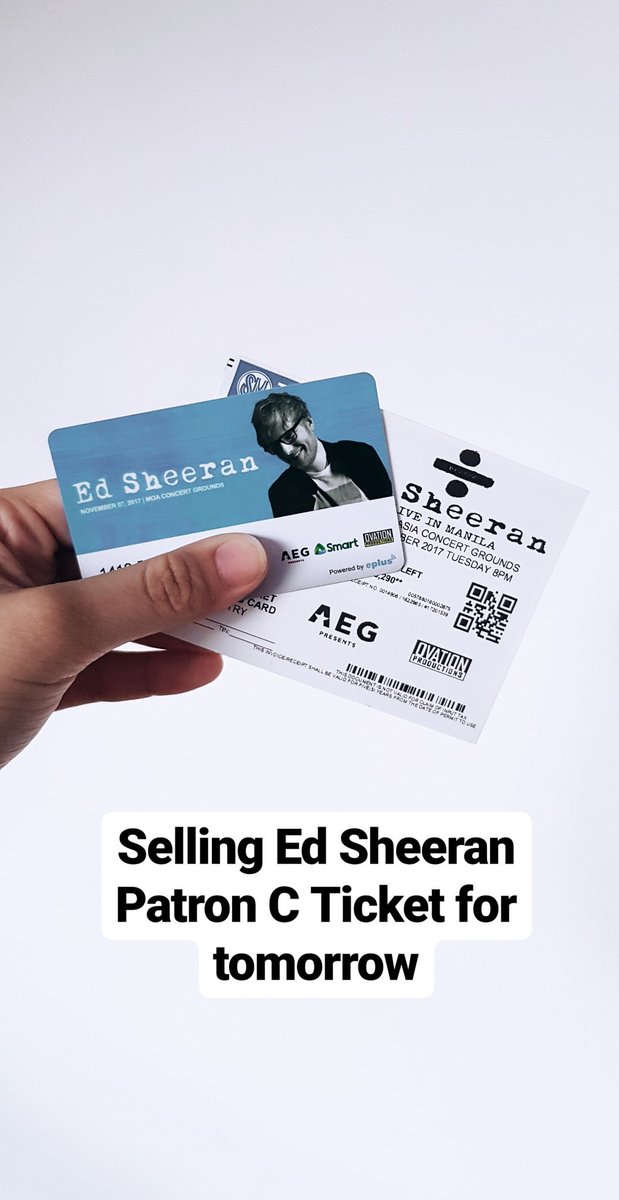 judyannchen's tweet photo. Selling my Ed Sheeran Patron C ticket!! Message me if interested. Thanks 🤗 https://t.co/UyILljHfjP