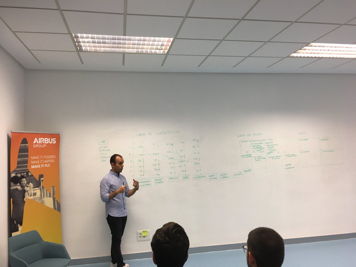 four4pas's tweet photo. Yesterday, we had the pleasure of attending the first 'Design Thinking' session, given by Airbus professionals. In particular, we were doing activities to try to understand what the 'problem' is, analyzing the environment: situation and competitors. @aeroespacialUPM https://t.co/62cHMeVRcl