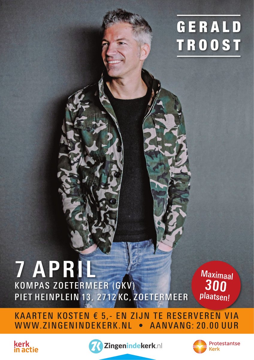 Er is nog plek vanavond bij het concert van <a href="/Geraldnl/">Gerald Schutte</a>  vanavond in het @KompasZmeer. 
Dus mocht je nog geen kaarten hebben, reserveer ze dan nu nog even en anders kan je ze ook nog aan de deur kopen (wel graag gepast 😉). 

Ben jij erbij?
zingenindekerk.nl/gospel/paascon…