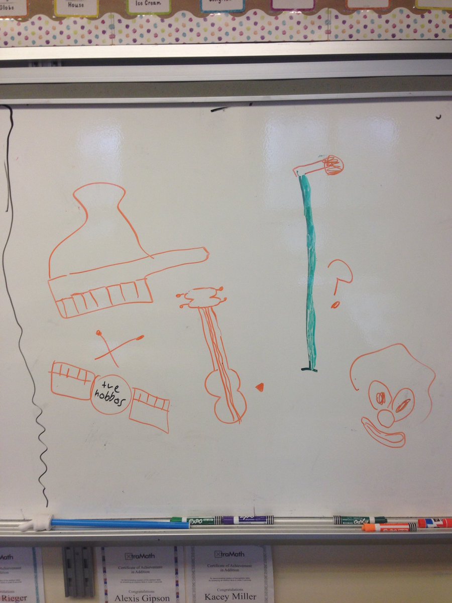 MrsBrillTweets's tweet photo. Room 205 loves to draw on the whiteboard during indoor recess. Here are some creations from this week. I'm loving the band! #205fun https://t.co/XRd5b22U6g