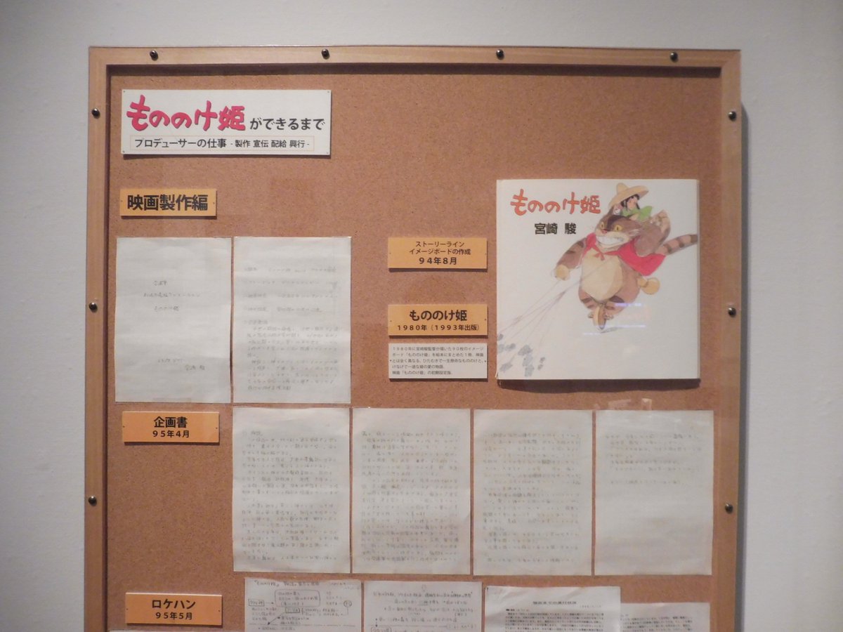 小吹隆文 V Twitter 再投稿 兵庫県立美術館ギャラリー棟3階の ジブリの大博覧会 会場風景その1 ス展覧会の冒頭は スタジオ内にあるバーの再現 そしてポスターやその原画 タイトルの書体案 キャッチコピーが決まるまでのメモ 鈴木プロデューサーと糸井重里氏