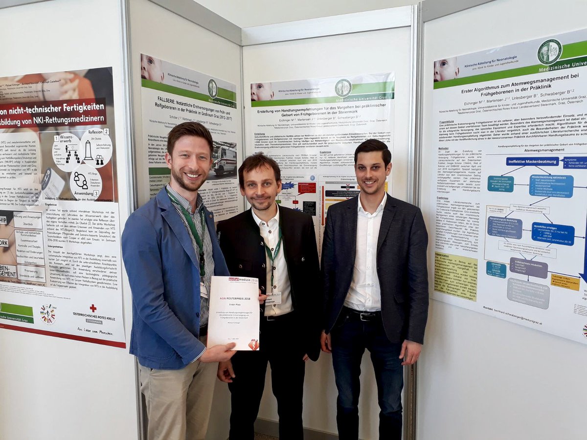 AGN_Graz's tweet photo. #Congrats to the winner of the poster price Michael Eichinger @meic92 #AGN2018 with his poster about an #algorithm of how to treat #premature babies in the #prehospital setting
#NeonatologyGraz https://t.co/VYT5F4AmFQ