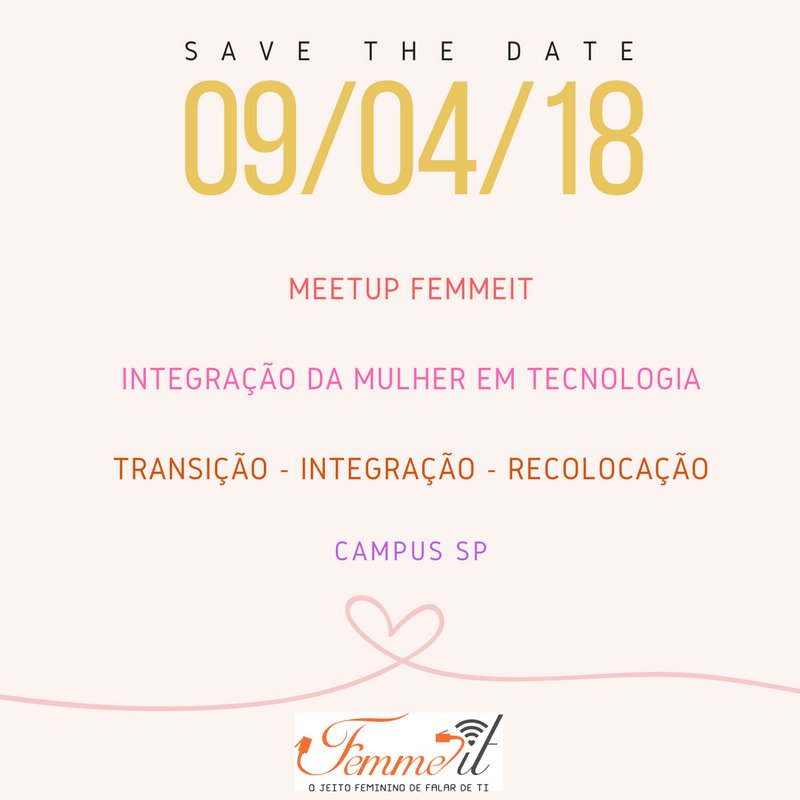 femme_it's tweet photo. Meetup Femme IT ta chegandoooooooo!!!! GO GO GO!
#femmeit #sororidade #integração #mulheremti https://t.co/60o4t4wBxj