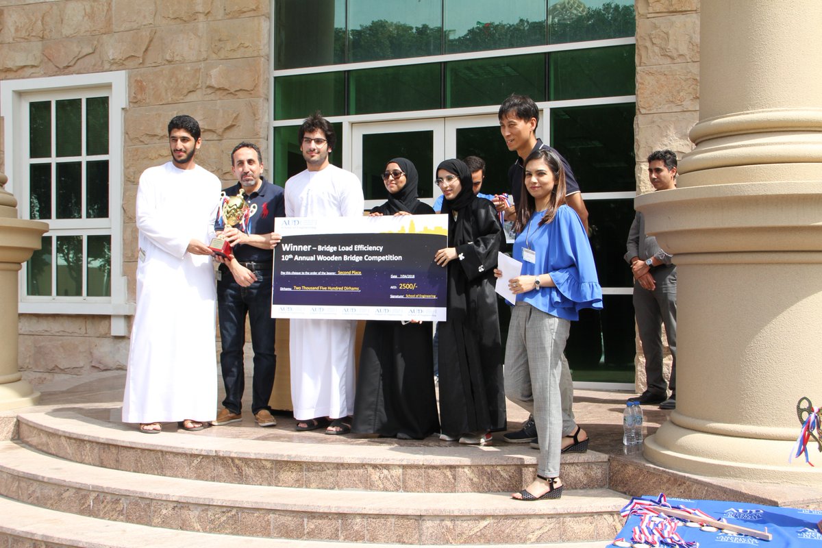 ASCE_AUD's tweet photo. Congratulations to the Winners:
1. Khalifa University
2. Khalifa University
3. American University in Dubai
Target Load Capacity Winner:
1. Abu Dhabi University https://t.co/ykohUzmweS