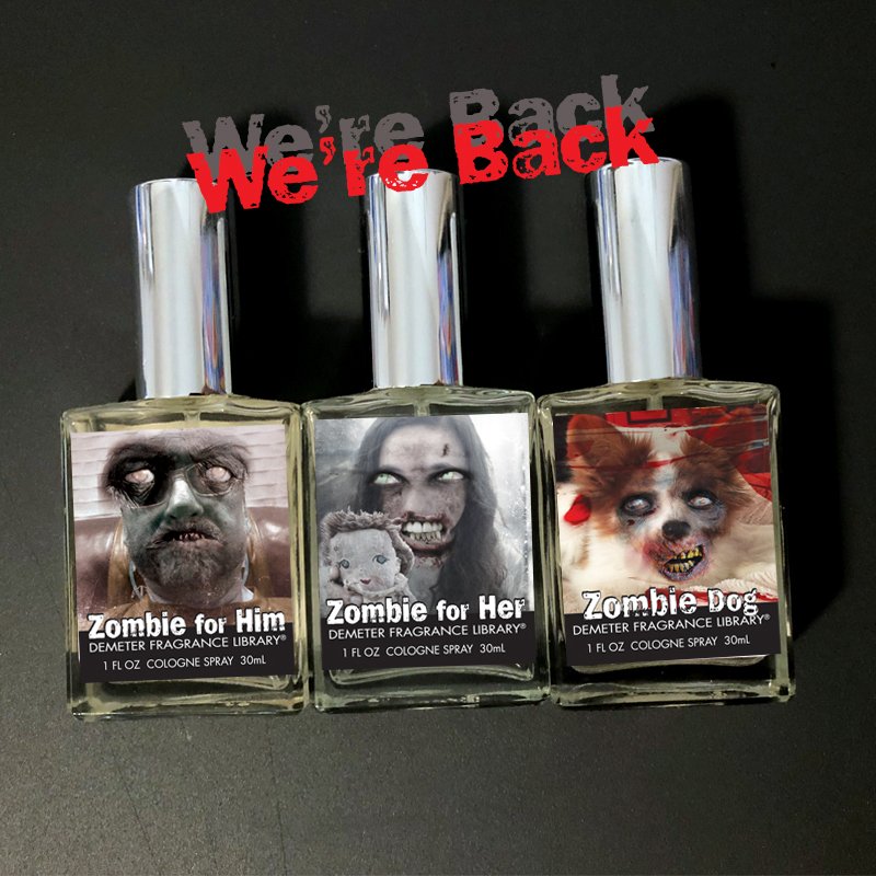 DemeterCEO's tweet photo. Guess Who’s Back! But just for a little while! #Zombie #TheWalkingDead #WalkingDead #SmellUnique https://t.co/Qb8Ip8g9gW