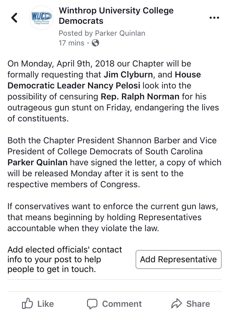 Winthrop University College Democrats tweet media