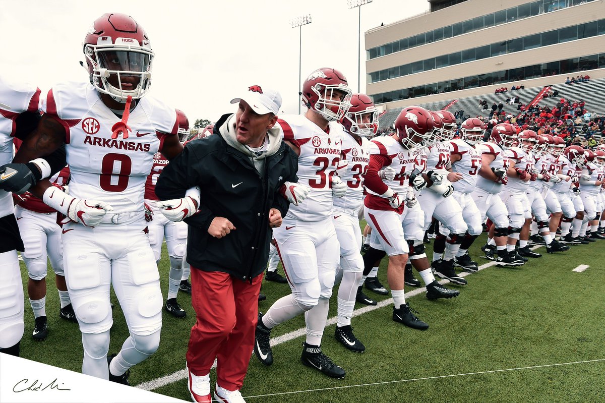 ArkRazorbacks's tweet image. "We cannot do it without our fans and we must continue to lock arms across our State to keep this program moving in the right direction." - @coachchadmorris