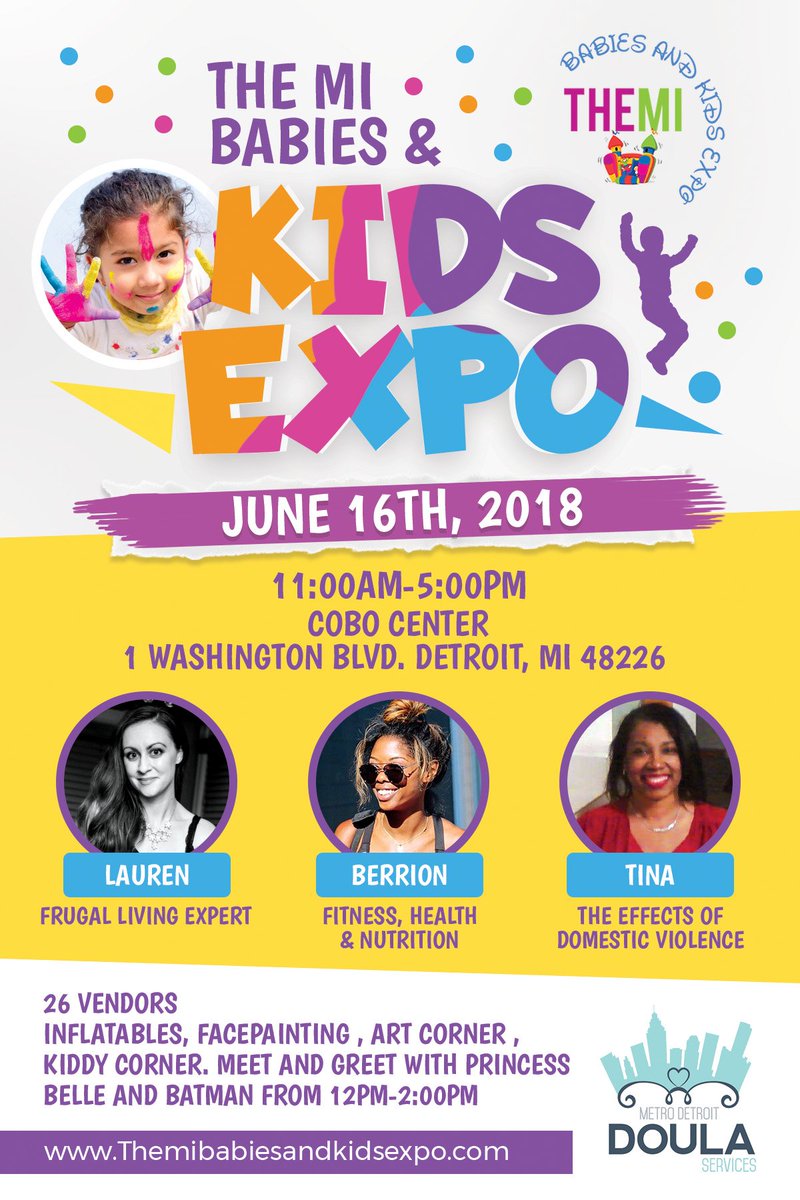 TheMikidsexpo's tweet photo. Join us June 16th, from 11am-5:00pm at #Cobocenter for the 1st annual MI Babies And Kids Expo. #Detroit #metrodetroit #eventsindetroit #detroitkids #detroitmoms @Channel955 @FOX2News @1027KIISFM @FM98WJLB https://t.co/UWKagdLkIP