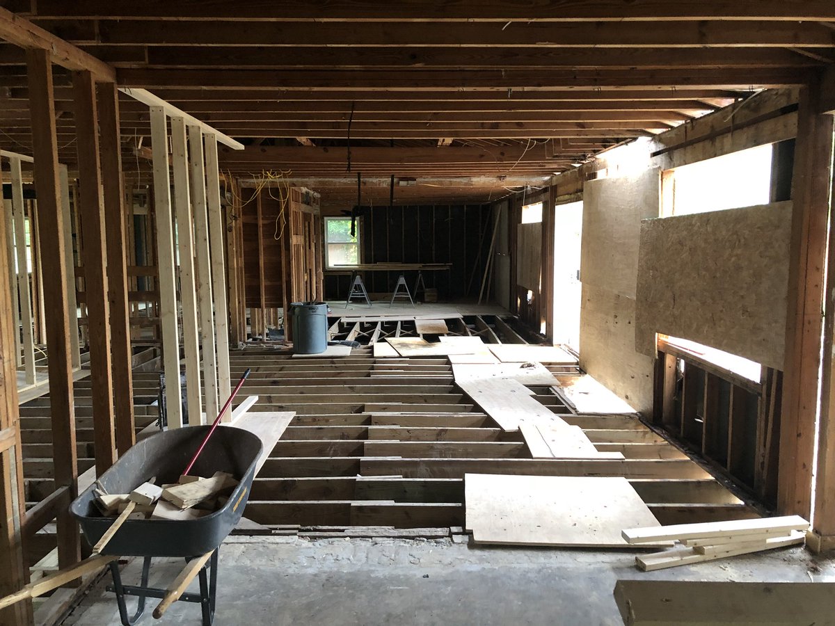 JohnPhillips's tweet photo. House still slowly coming along. We are going to vault the ceiling in the new living room and are moving rooms around. Can’t wait to have people over this summer or fall. #irmacleanup https://t.co/UzkkQxkSPT