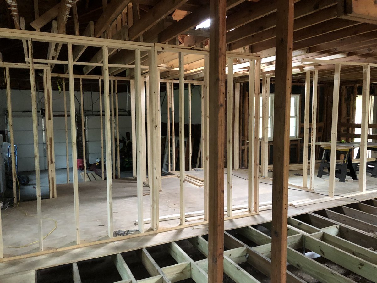 JohnPhillips's tweet photo. House still slowly coming along. We are going to vault the ceiling in the new living room and are moving rooms around. Can’t wait to have people over this summer or fall. #irmacleanup https://t.co/UzkkQxkSPT