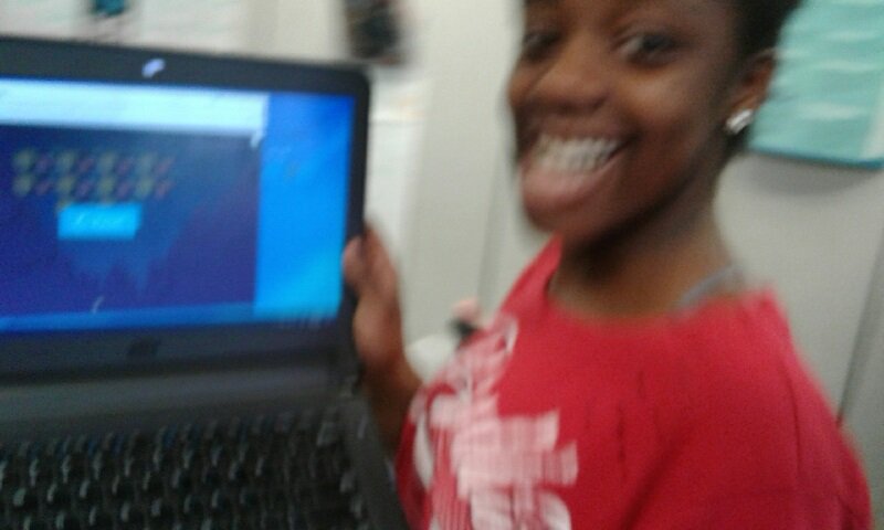 BarbGerli's tweet photo. Technology helps to increase smiles and knowledge in Ms. Gerli's class.  This smile reflects a high score on a vocab Monster quiz.  #lmsbest. https://t.co/75BJ8gZXFh