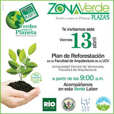 rioverdeoficial's tweet photo. Te invitamos a participar este #viernes #13abril en la recuperación de 3 jardines de nuestra querida @fauucv a través del programa #verdecomoelplaneta de los amigos de @elplazas desde las 9 am. #UCV  sembremos juntos valores por un mejor país. https://t.co/sj6GyUEQAR