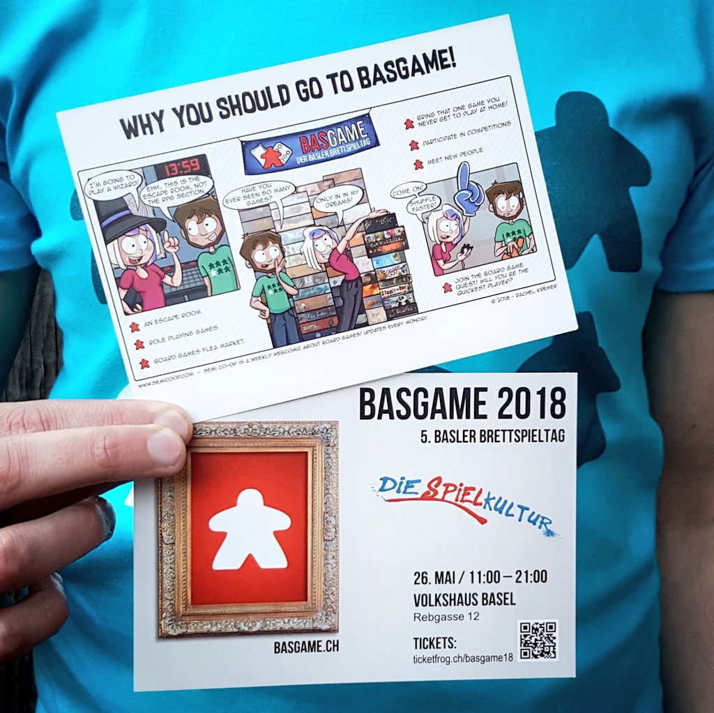 semicoop's tweet photo. Rachel made a comic for @BasGame2018! They sent us some flyers and they turned out lovely! 😄 If you are near Basel why not join the fun on the 26th of May! https://t.co/8570VjX4Kl