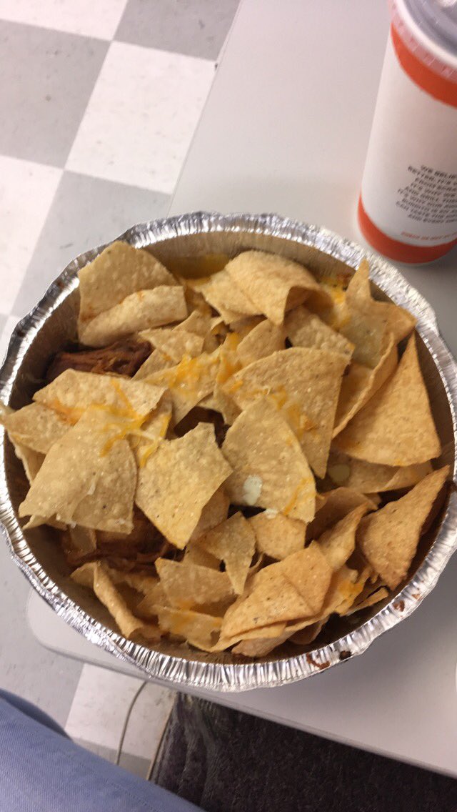 AbbieCoburn's tweet photo. @CostaVida version of Nachos... #wheresmycheese? #meatchips https://t.co/9SXc6vOF59