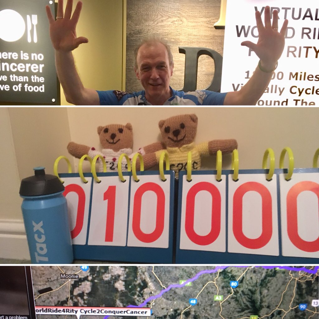 That’s 10000 miles passed today thanks so much to everyone who has got me this far. <a href="/Bowel_Cancer_UK/">Bowel Cancer UK</a> <a href="/cancer_wales/">Cancer Research Wales | Ymchwil Canser Cymru</a> <a href="/Velindre/">Velindre Cancer Centre Fundraising</a>