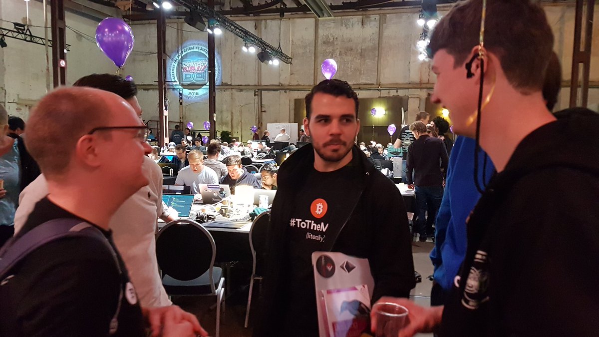 rutgervz's tweet photo. With bitcoin core dev @provoost at the @Blockchaingers Hackathon discussing taking Bitcoin to the moon. Literally. With Rockets. Check out https://t.co/itqe2Vn7Q4 #bc1718 https://t.co/kKUgraN3A9