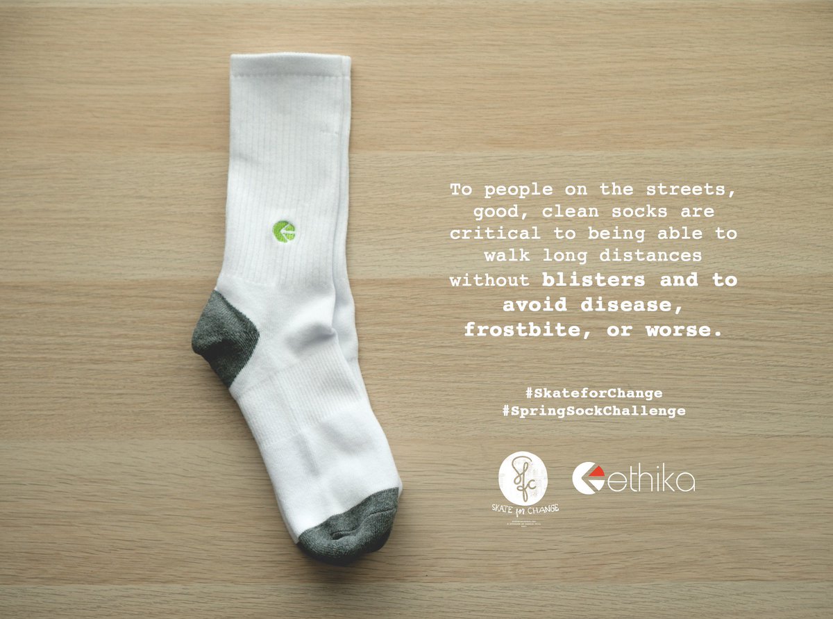 _skateforchange's tweet photo. Socks are the most requested, least donated items in homeless shelters. Get out this spring and make sure the people on your streets have fresh, clean socks on! #SpringSockChallenge #SkateforChange TAG THE HOMIES 🔥 Huge props to @ethika for always backing us! https://t.co/IJXLTB8rRh