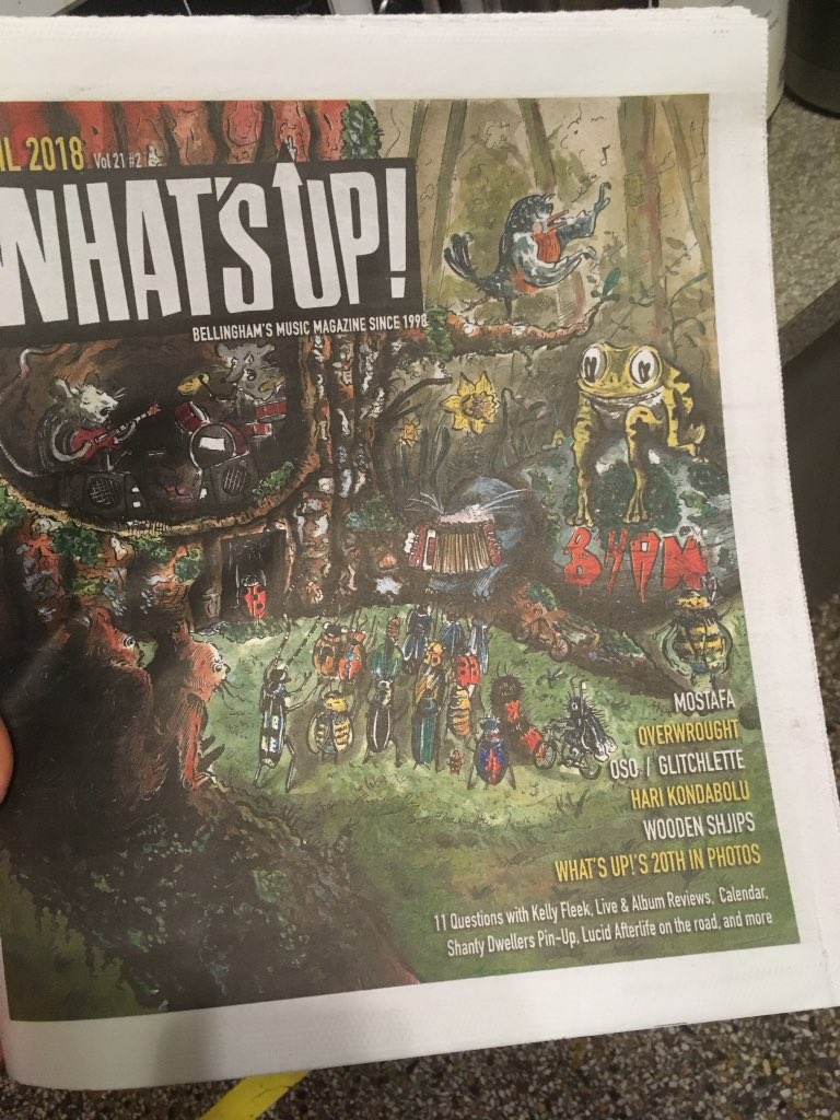 R3myte's tweet photo. Super exited to share that I did the cover of @whatsupmagbham for the month of April.
Happy spring 🎉🐝🐞🐛🌳🎸🎤

#art #illustration #bellingham #spring #music #mole https://t.co/6KyhwcGm9Z