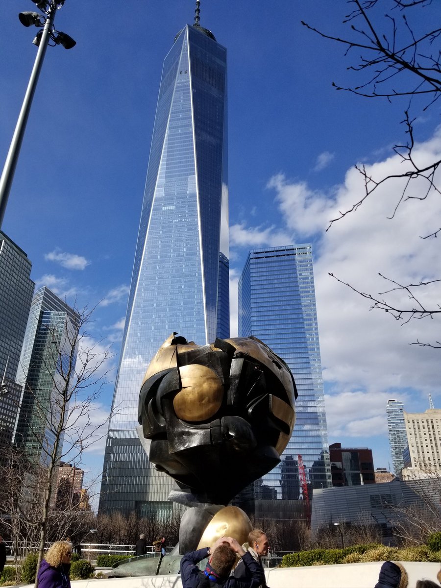 dbrowne029's tweet photo. Amazing experience in NYC. The Sphere with One WTC in background. #NeverForget #mindblown https://t.co/VKbgbadKWw