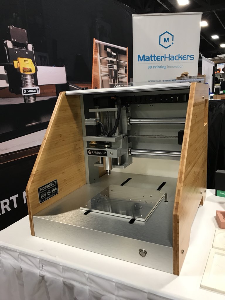 yesIMADE3D's tweet photo. If you see a great product, look for people that made it! I just met Jorge and Ed, inventors of the #nomadpro cnc router. You can see it at @USAScienceFest - booth #1954 today and tomorrow. https://t.co/g2pHDhXdbB