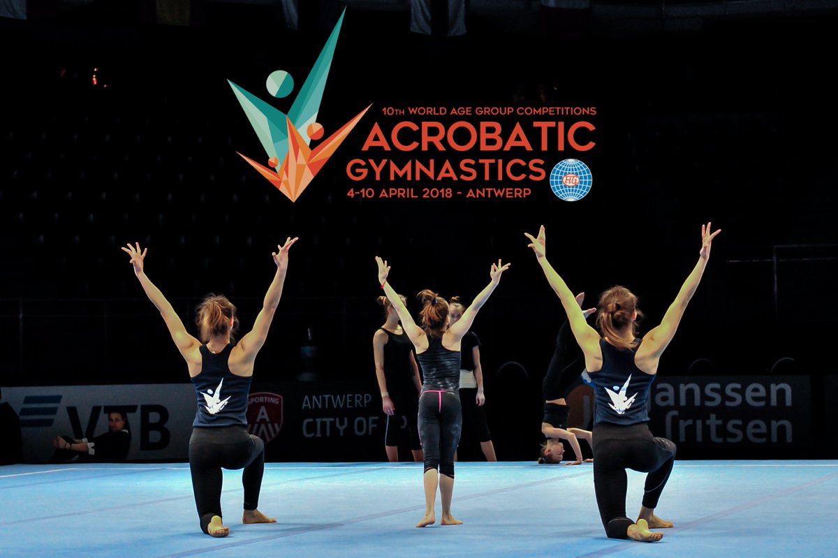 Acrobatics2018's tweet photo. Happy to see #teamUKR in our own #acrobatic2018 clothing during their podium training! 
Will it bring luck? 🍀 https://t.co/sc4XTkYhST