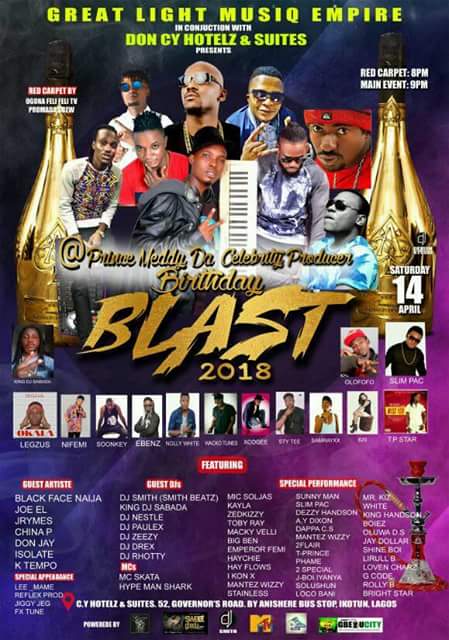It's gonna be fun....... April 14th 2018.......Da celebrity producer birthday splash.......#Prince meddy #829#