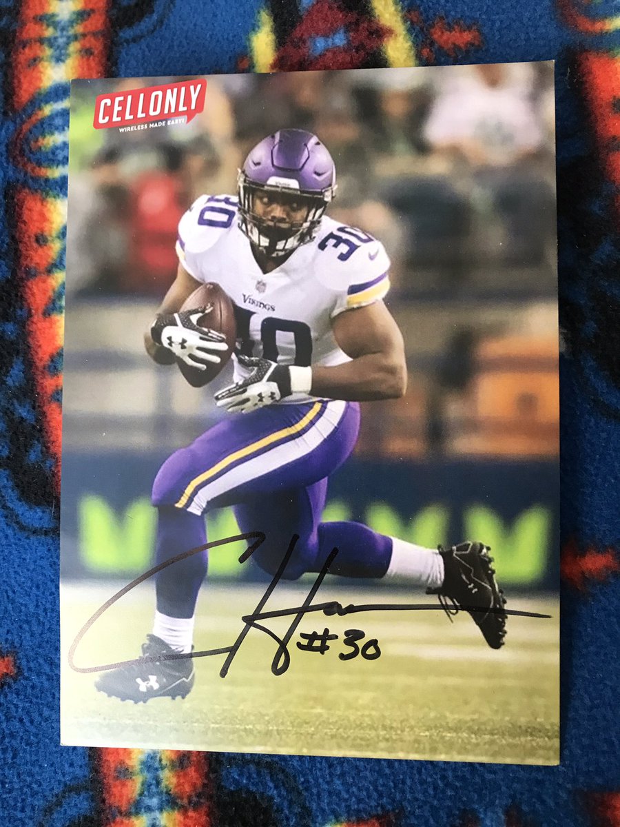 chubbs15's tweet photo. My twin brothers autographed CJ Ham picture given to him by CJ's mother. This really brightened up his day and he truly loves this picture. My brother will soon pass away and this is something that really brightened him up. @cjham28 @PokeyParo @Vikings #skol #Vikings #Love https://t.co/7Zycpi1vyU