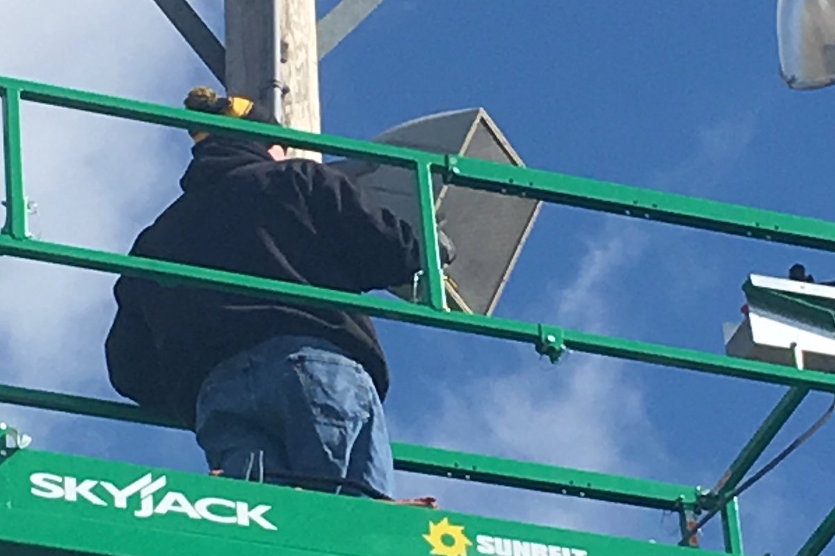 GasCitySpeedway's tweet photo. New PA being installed by @RaceTrackEngrng at track! Fans you're gonna love it! #RTE does work for @IMS as well! #OnTheGas https://t.co/eTCgaPVjBg