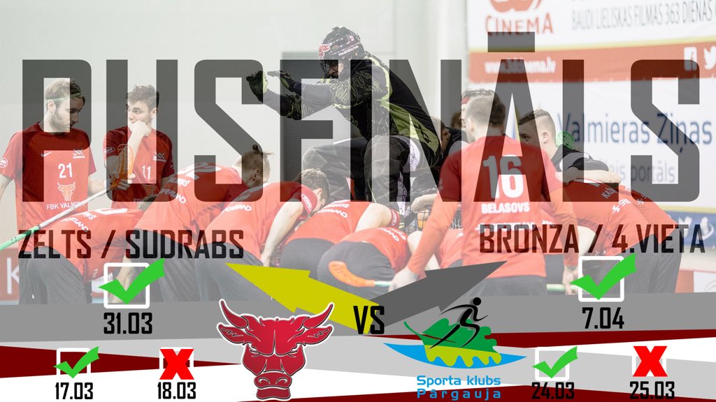 FBKValmiera's tweet photo. UZVARA! Ļoti spraigā cīņā pagarinājumā ar 5:4 uzveicam @Pargauja, tātad esam izcīnījuši 4.uzvaru sērijā un SPĒLĒSIM FINĀLĀ! 
Līdzjutēji, mēs to paveicām kopā! Paldies! Tiekamies arēnā! https://t.co/7LERAMtxux