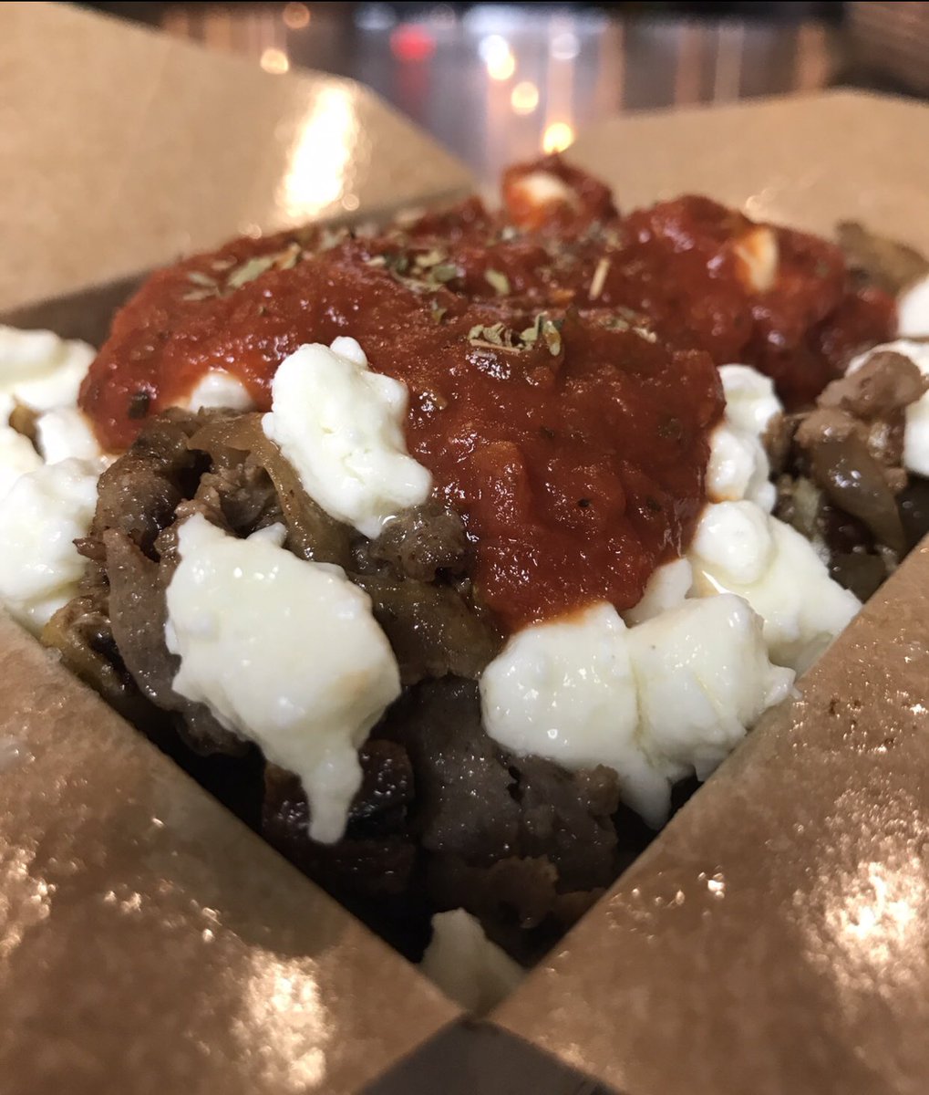 Philly Taco Poutine is back this weekend... steak, fried onions, curds, and pizza sauce
