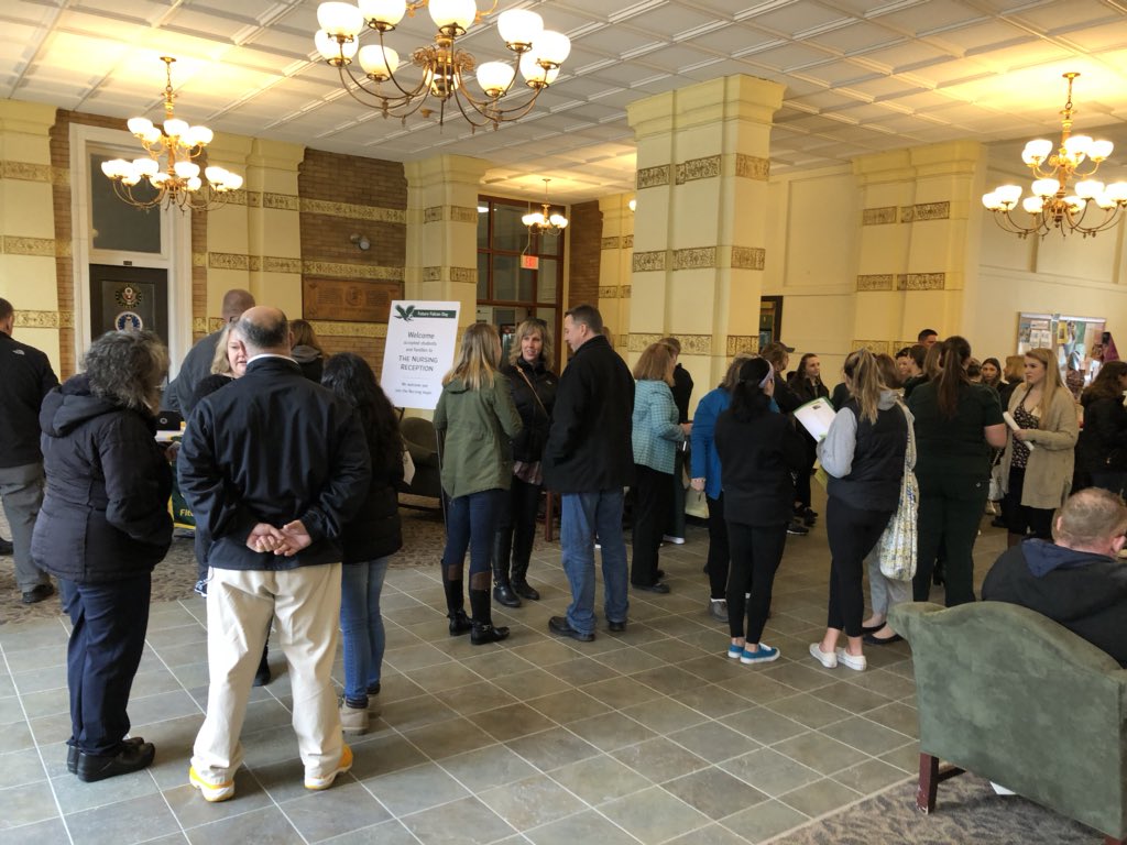 Fitchburg_State's tweet photo. Good crowds all across campus for #FutureFalconDay. Welcome to Fitchburg State, accepted students! https://t.co/aKHfFDJAFi