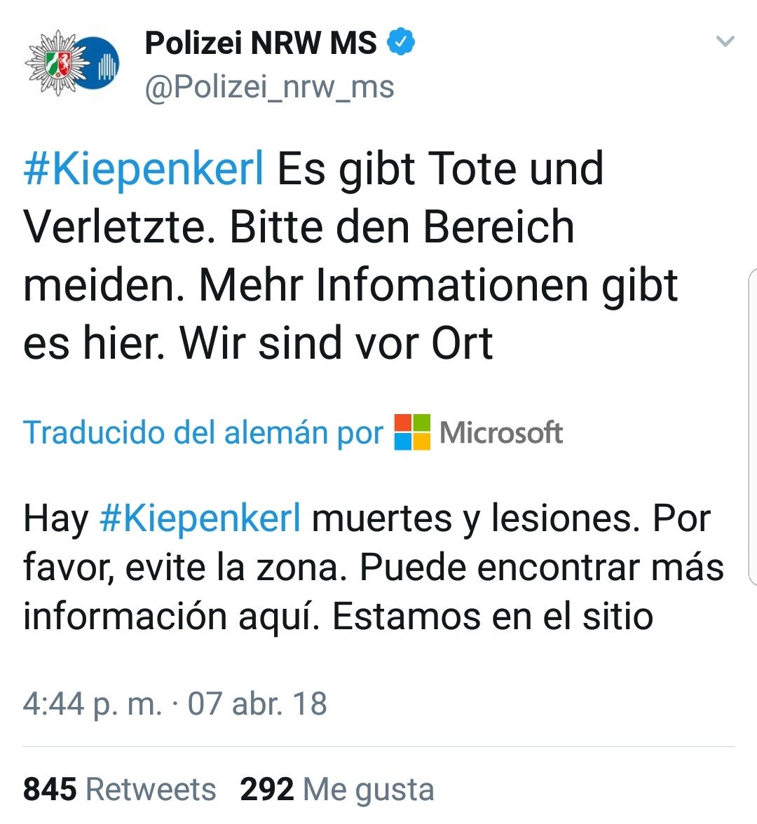 policia's tweet photo. 🚩Atropello masivo con muertos y heridos en la ciudad alemana de #Münster. La Policía recomienda evitar la zona. Confía solo en la info de los canales oficiales. https://t.co/gqmZ3ZwBqG