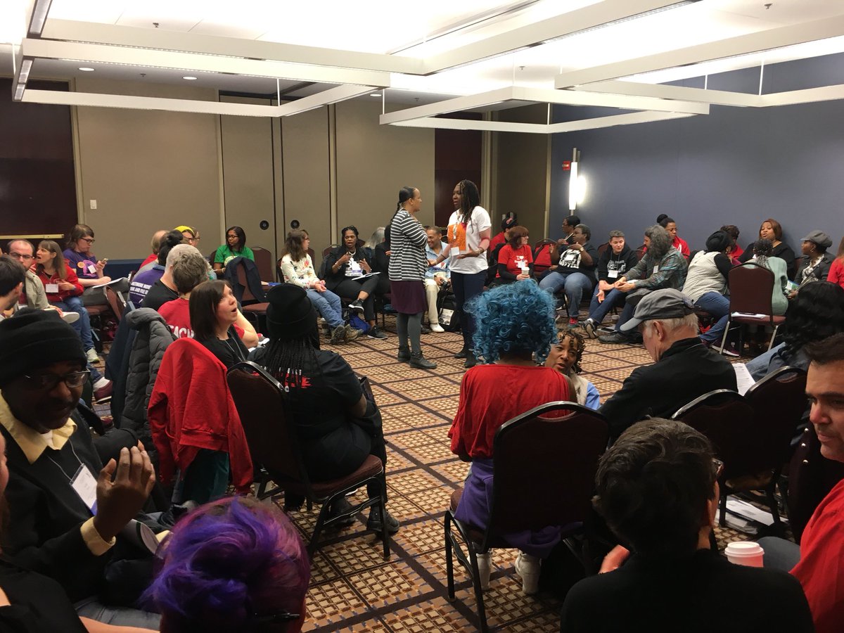 labornotes's tweet image. Lots of discussion in the workshop “Black Lives Matter in Schools” at #labornotes 2018